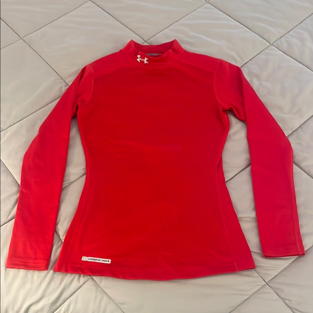 Under Armour Women's Fitted ColdGear Mockneck Shirt - Red